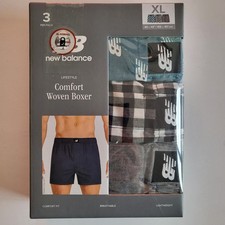 NEW BALANCE 3-pair woven Boxers 3-pack classic cotton boxers Size M L XL Gray