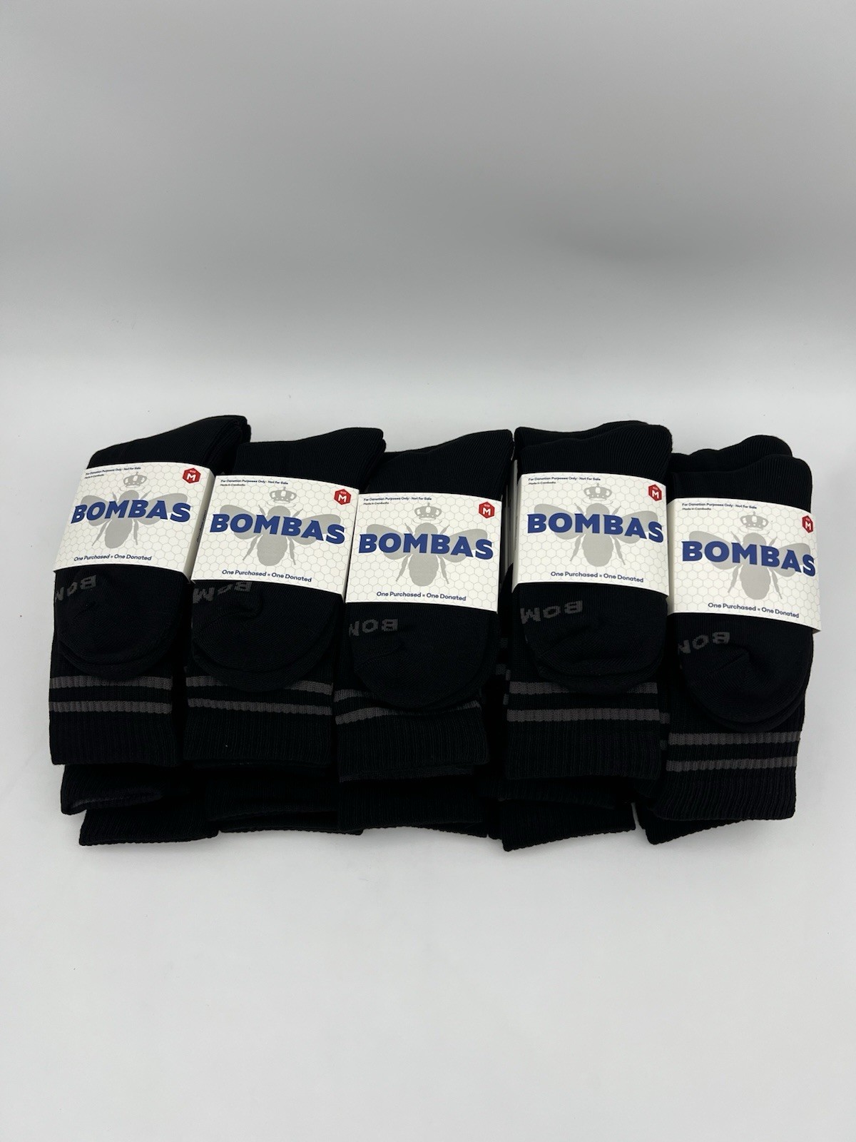 Bombas Lot of 25 Pairs Crew Calf Socks in Black Adult Unisex Size M NEW