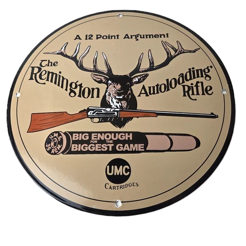 Vintage Remington Porcelain Sign - Firearms Rifles Deer Ammo Guns Gas Pump Sign