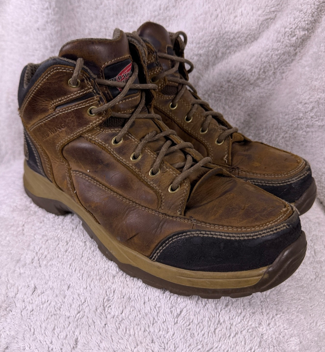 Red Wing Mens TruHiker 6692 Hiking Boots Size 9 EE Safety Toe Brown Leather