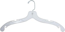 17" Medium Weight Plastic Shirt Hanger White (Pack of 100) Made in USA