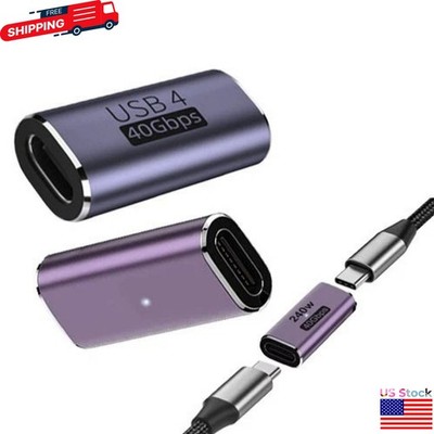 USB 4 Type C Female to Female Adapter Coupler 240W 40Gbps 8K for Thunderbolt