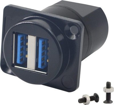 3.0 Socket Dual USB Panel Mount Solderless Connector, USB 3.0 Female to Female C