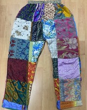 Hippie Patchwork Boho Beach Elastic Waist Women  s One Size Festival Pants