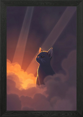 Katze in den Wolken Gerahmtes Wandbild Poster Leinwanddruck Bild