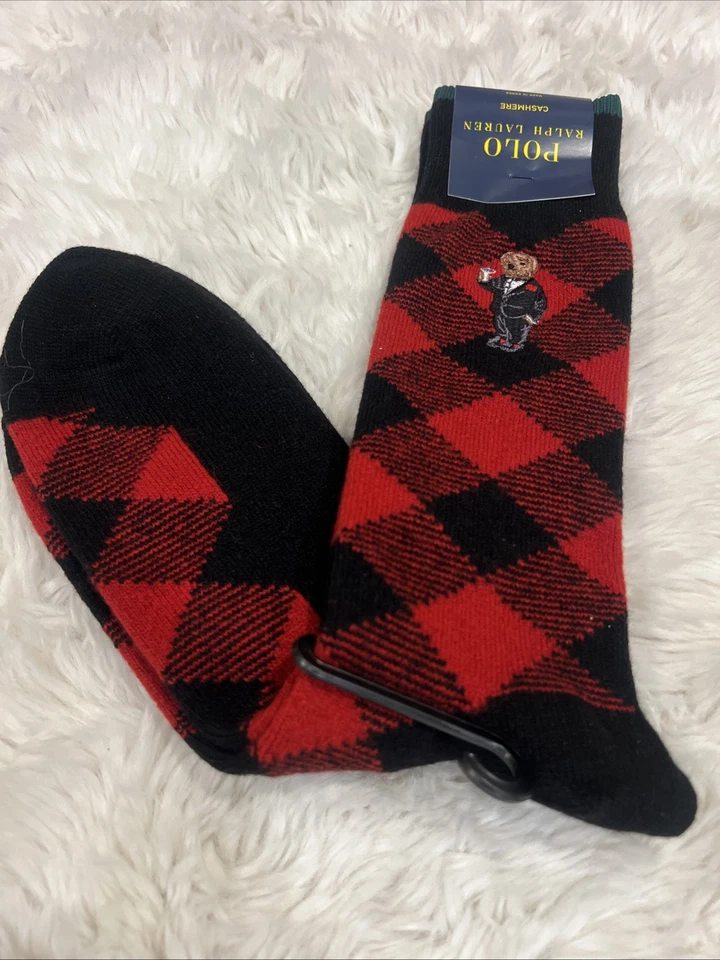 Calcetines Polo Ralph Lauren Cashmere Bear Martini para hombre talla 6-13 (1 par) NUEVOS $36 Foto 3 de 4