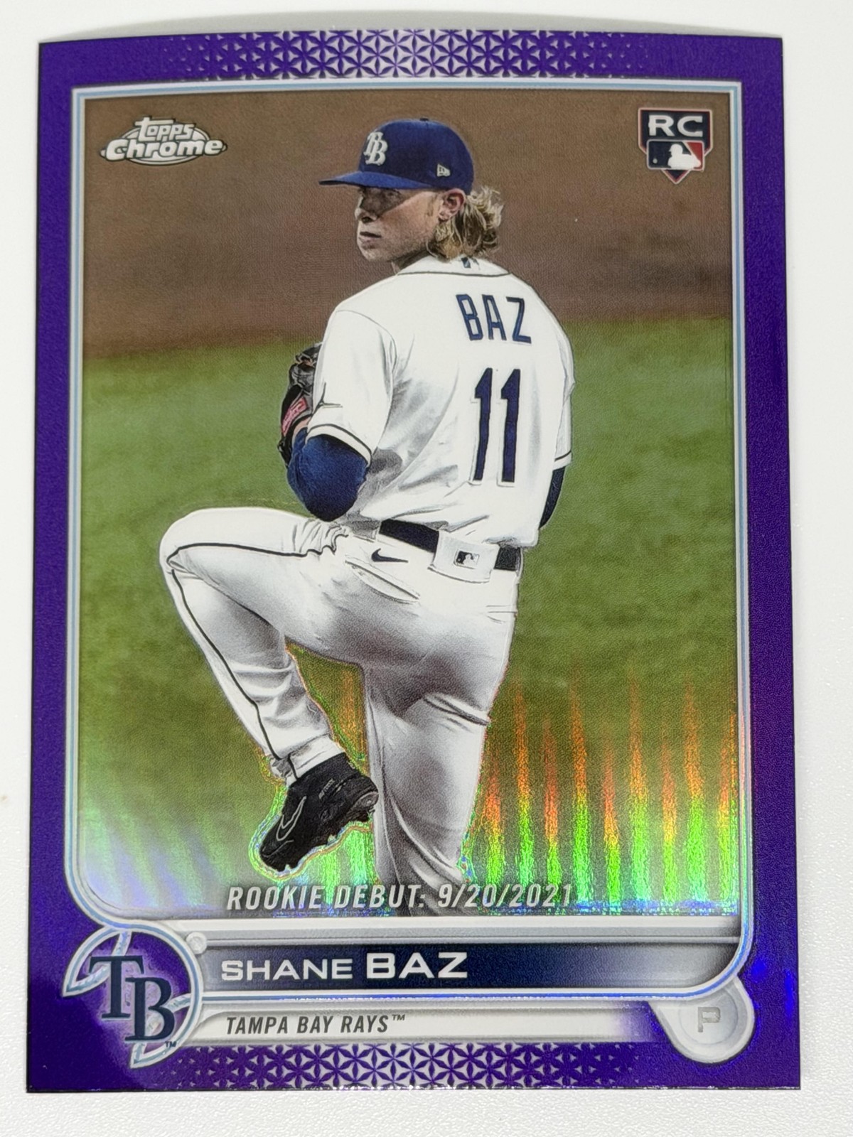 Shane Baz 2022 Topps Chrome Update #USC175 Purple Refractor Tampa Bay Rays