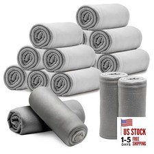 PCS Fleece Throw Blankets Bulk 60 x 50 in Soft Blankets 50"x60" 12 Light Gray