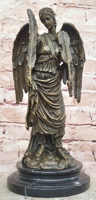 Angel with Violin Bronze Sculpture by Moreau Hand Made Mythical Artwork Deco Art