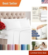 Microfiber Queen Sheet Set Breathable Cooling Ultra Soft Wrinkle Free