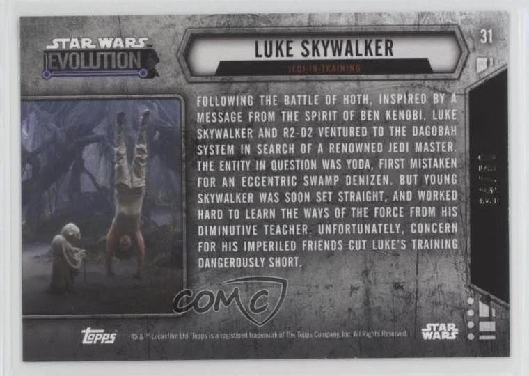 2016 Topps Star Wars Evolution Gold 34/50 Luke Skywalker Jedi In Training 1m1a - Image 2 of 3