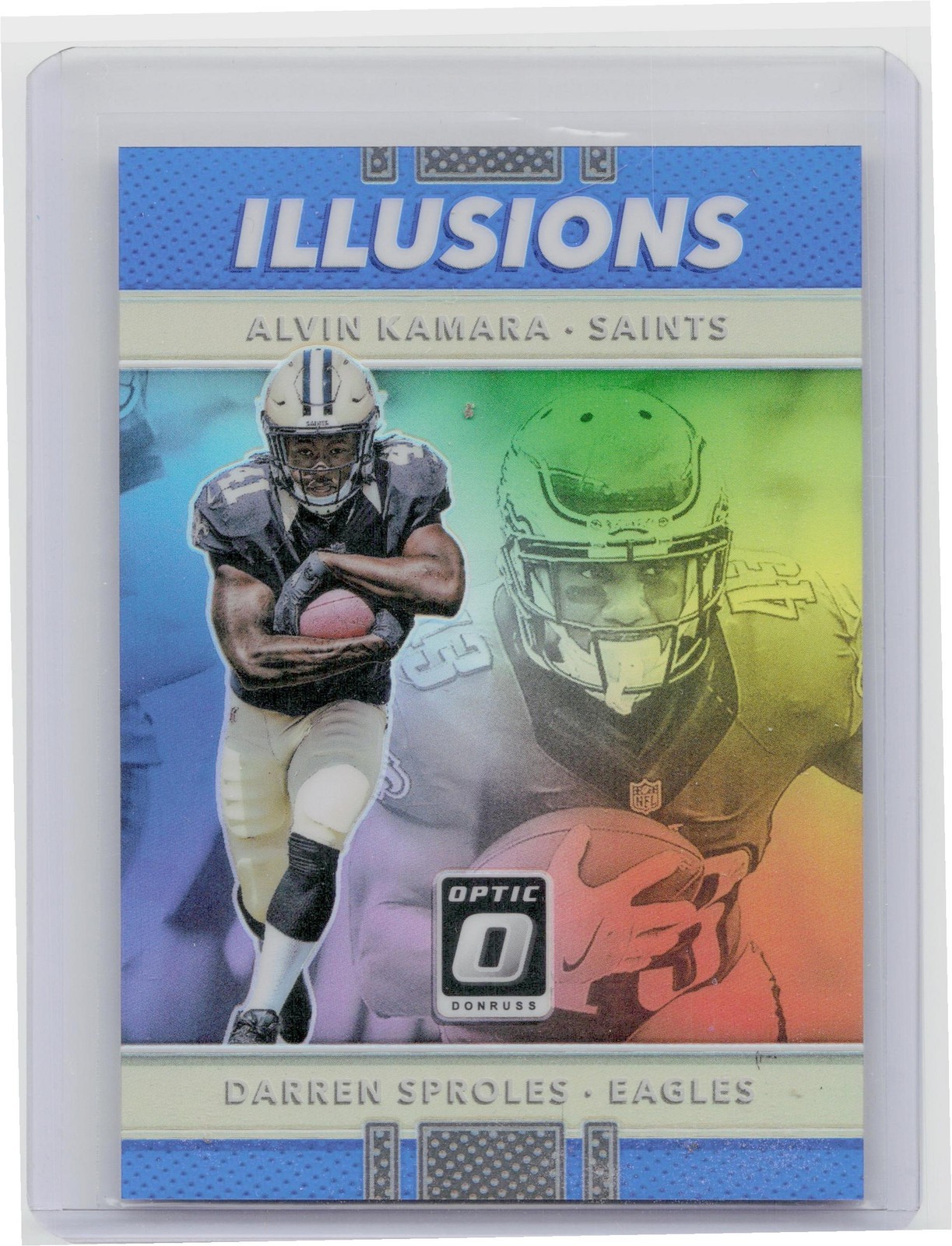 2017 Donruss Optic Alvin Kamara / Darren Sproles /149 #9 Eagles Illusions Blue