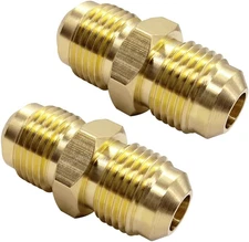 3/8" Male Flare X 3/8" Male Flare Propane Gas Adapter Brass Tube Fitting, 2 Pack