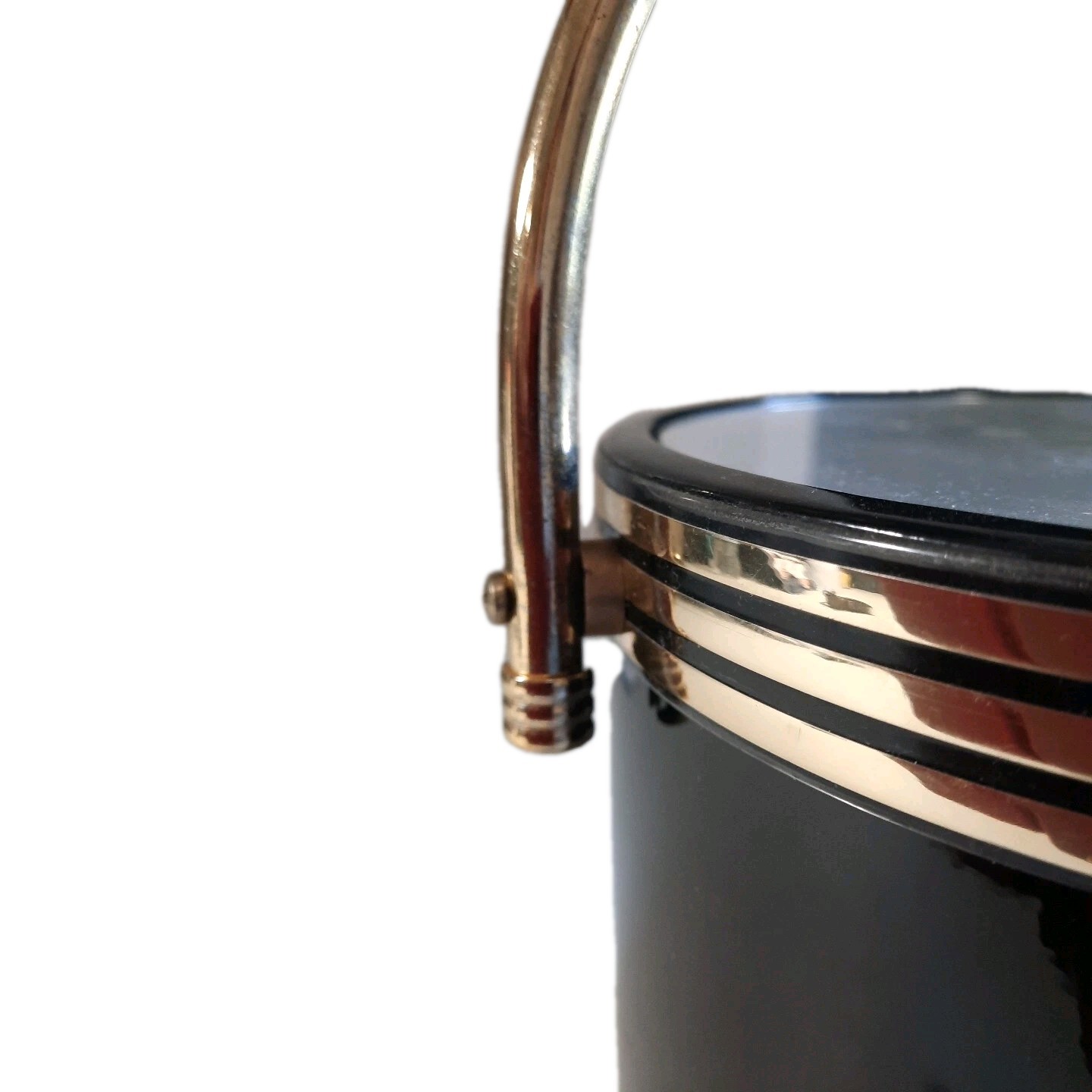 Vintage MCM Shelton Ware Brn Ice Bucket w/Lucite Lid, Handle, Tongs Mid Century