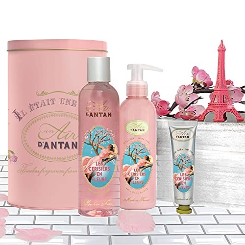 Spa Gift Basket for Women Cherry Blossom Bath Set 3pc Body Gift Box