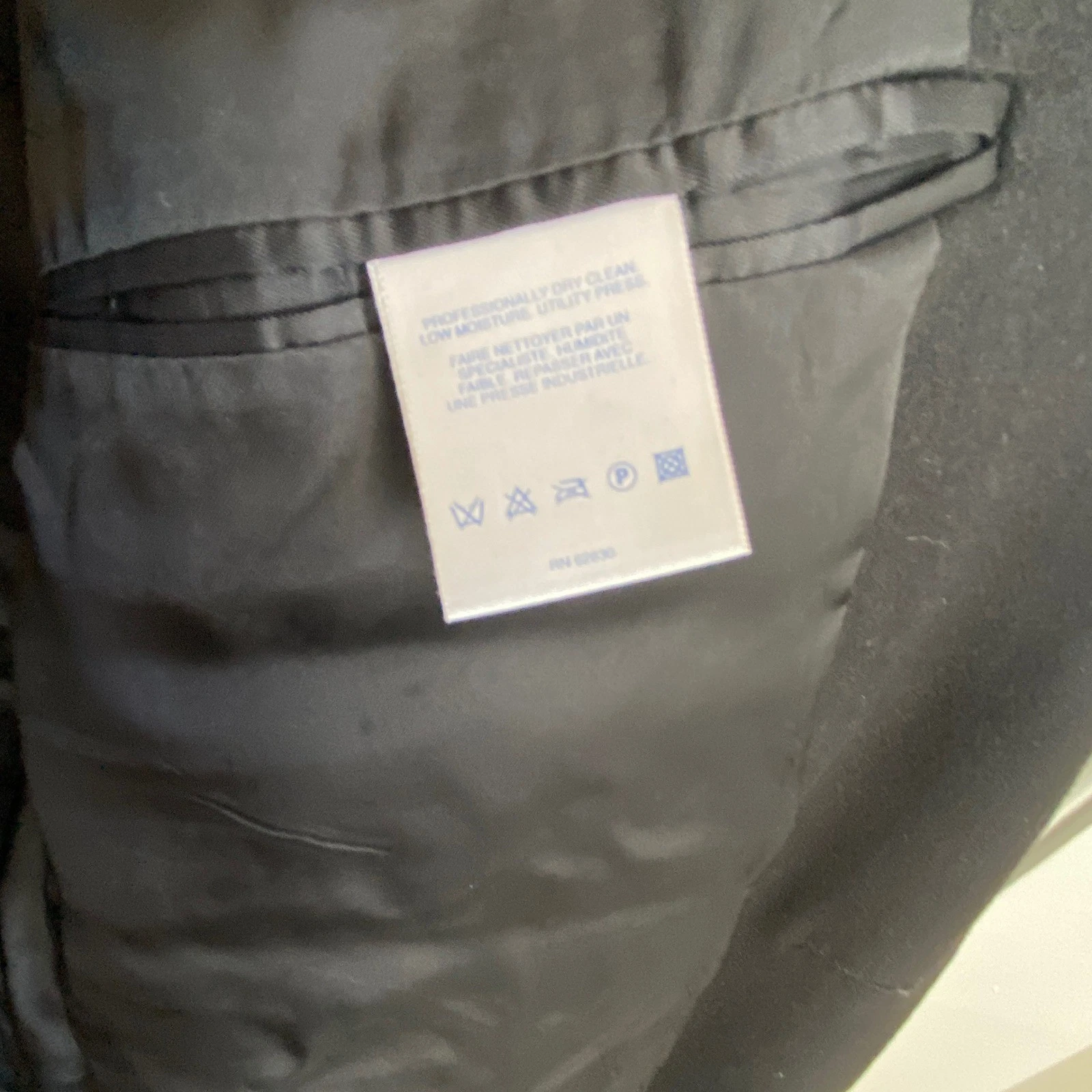 Lands End Mens 40 Regular Black 100% Lambswool Overcoat Made in USA - product detail image 6
