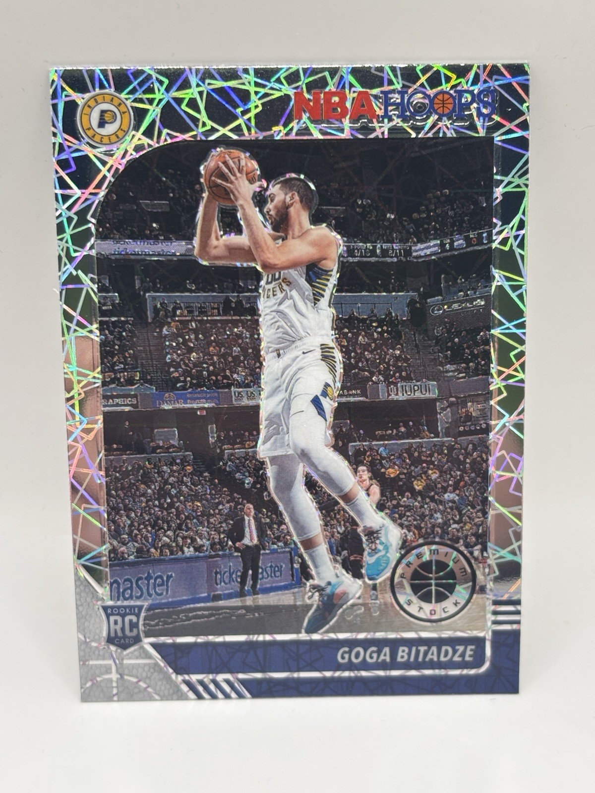 2019-20 Hoops Premium Stock Goga Bitadze #215 Pacers RC Prizms Silver Laser NM