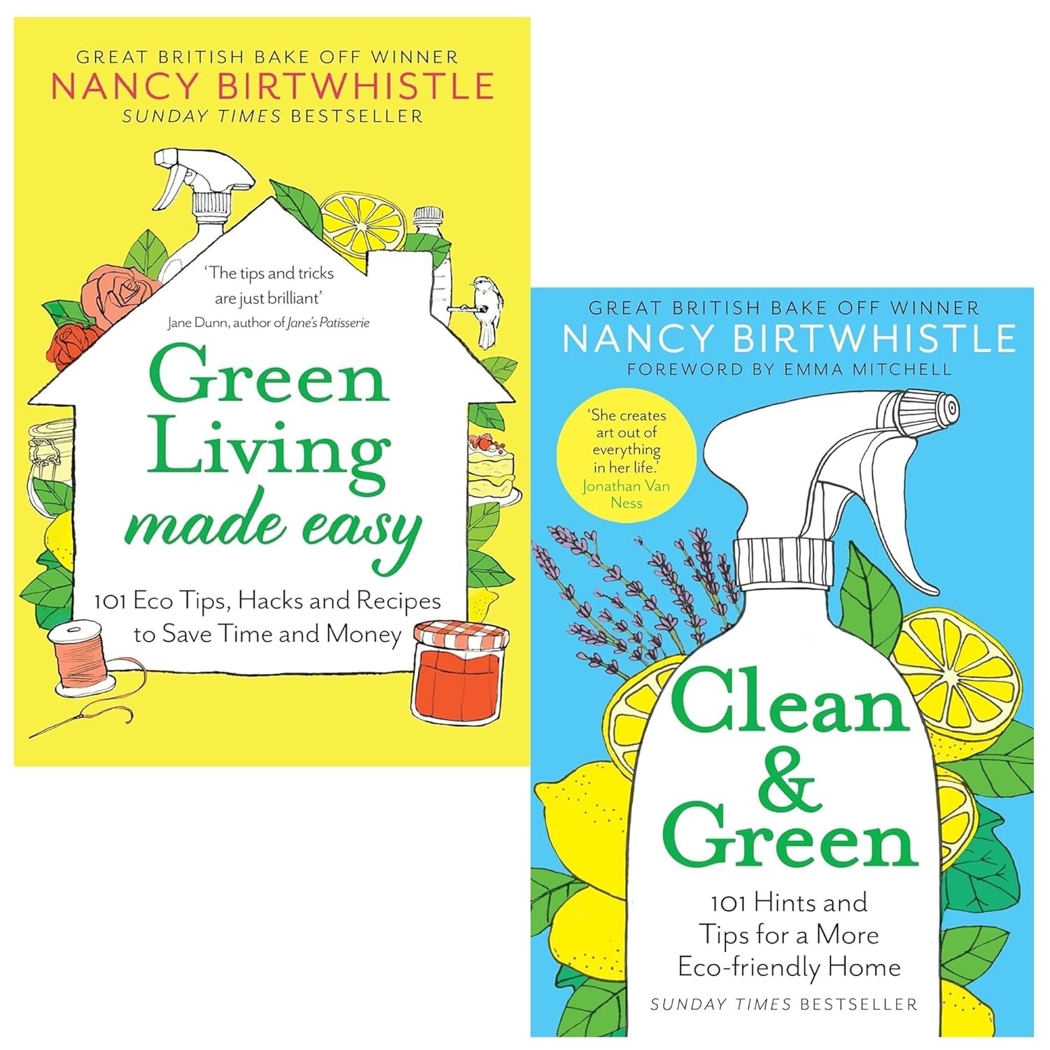 Nancy Birtwhistle Collection 2 Books Set Clean & Green, Green Living Made Easy