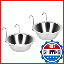 Fri4Free 2PCS 8oz Stainless Steel Kennel Water Food Bowl Hanging Dog Cat Crate B