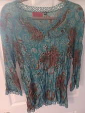 Vintage CARINA, LEDGE Crinkle Design Sleeves Blouse, Size L