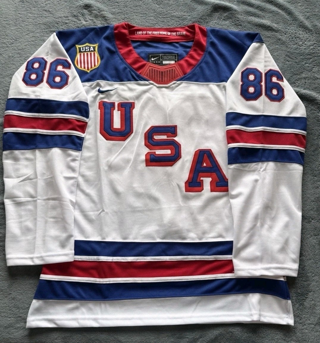 🔥 Jack Hughes 🔥 #86 Team USA Hockey Jersey Stitched White Men's