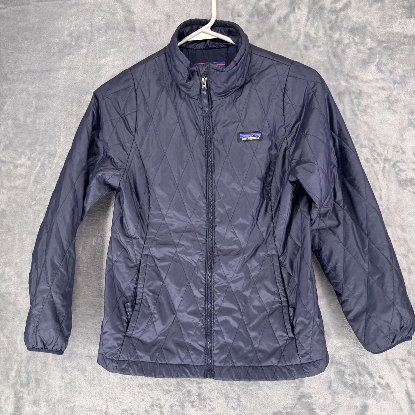 Patagonia Quilted Puffer Jacket Kids L 12 Years Navy Blue Insulated