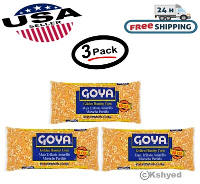 (3 Pack) Goya Golden Hominy Corn 16 oz Bags - Best Seller - New - Free Shipping