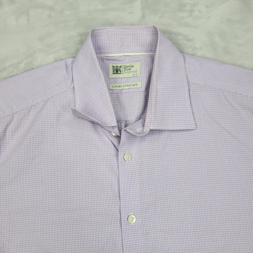 Savile Row Shirt Mens 43/17 Dress Oxford Button Up Luxury 2 Folds 120 Adult XL - Image 2 of 4