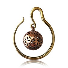 PAIR BRASS & COPPER HOOPS SPIRALS GAUGES EARRINGS PLUGS EXPANDERS EARWEIGHTS