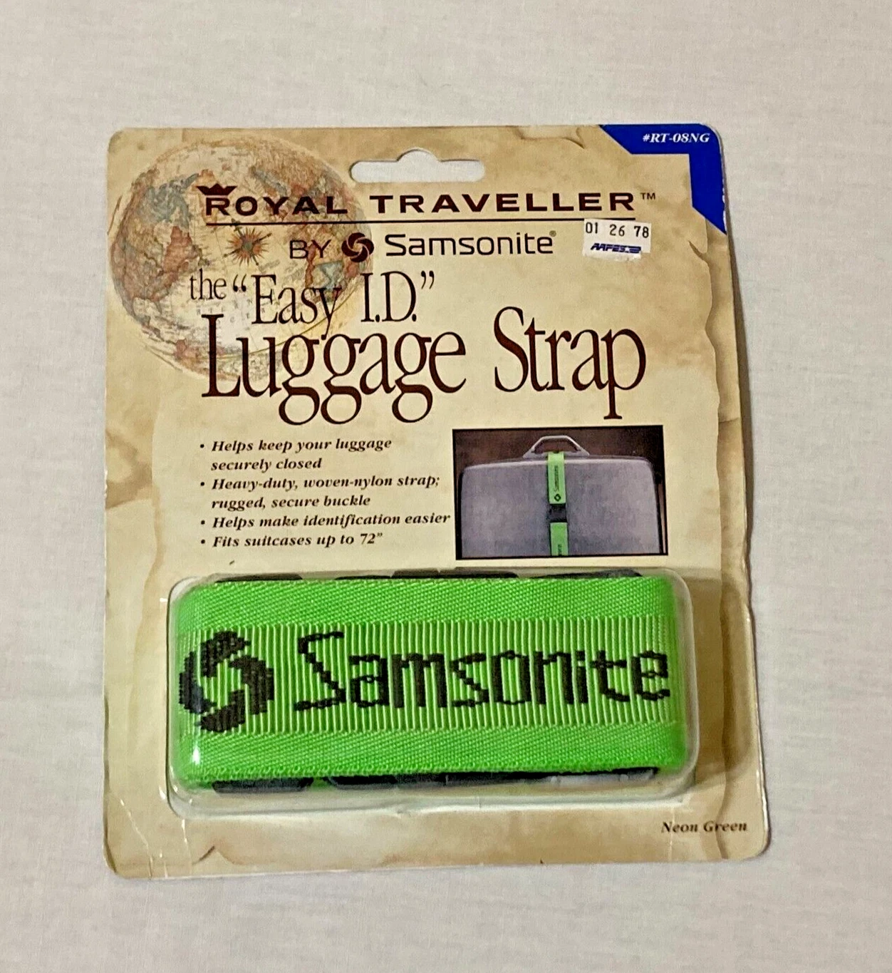 VTG Samsonite Luggage Strap Easy ID Buckle Green Travel Keeps Suitcase Closed - Image 2