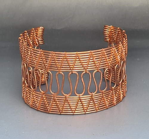 Pulsera de alambre de cobre envuelta en alambre hecha a mano - Imagen 2 de 7