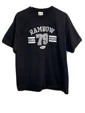 C Port and Company Black Short Sleeve Crew Neck T-Shirt Rambow Men's Size XL