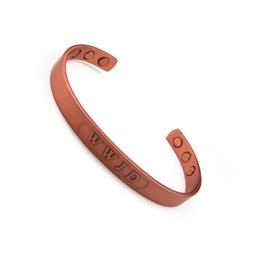 Accents Kingdom Men's Magnetic Copper Golf Cuff Bangle Golf Bracelet WWJD - Picture 3 of 4