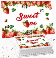 SWEET ONE STRAWBERRY PERSONALISED ICING EDIBLE COSTCO CAKE TOPPER R2-452
