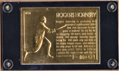 1995 Golden Legends #GL6 Rogers Hornsby 22KT Gold Foil [NM/MT] | eBay