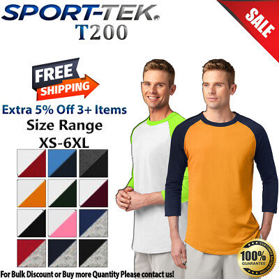 Sport-Tek T200 Mens Raglan Sleeve Colorblock Cotton Sports Jersey T-Shirt