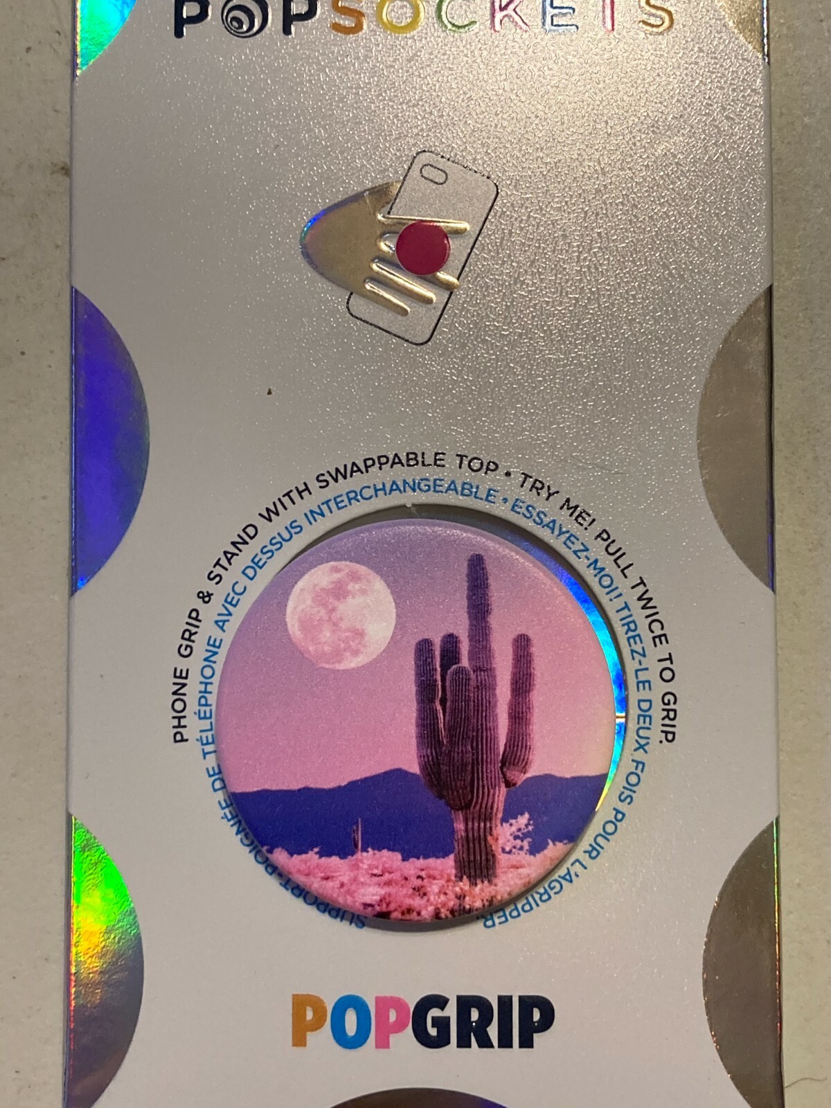Authentic PREMIUM PopSocket - Cactus on the Moon Swappable - FREE Car Mount-image