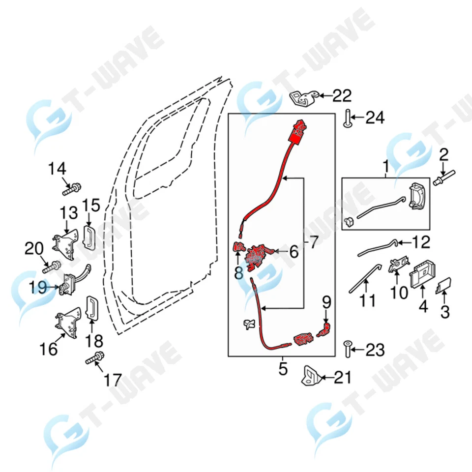 Conjunto de trava de porta traseira esquerda para 2008-2016 Ford F-250 F-350 Super Duty - Imagem 2 de 4