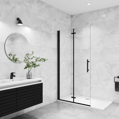 Faltbar/drehbar Walk-In Schwarz Duschabtrennung Duschwand Duschkabine 70-120cm