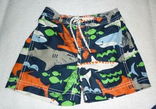 Little Boys Carter's Swim Trunks with Sharks and Fish, Size 24 mos