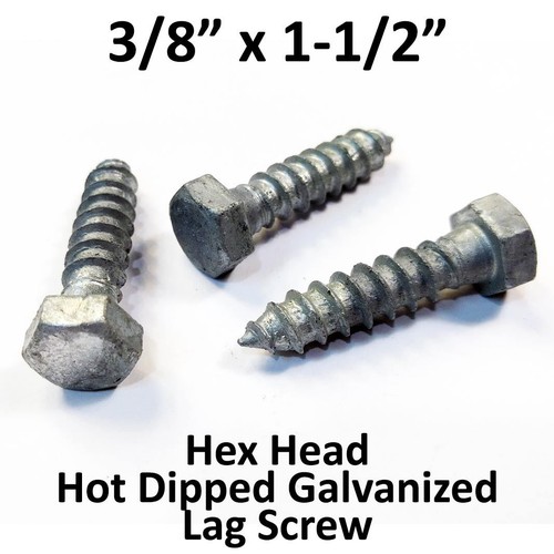 (1100) 3/8" x 11/2" Lag Screws Hex Head Galvanized Wood Lag Bolts