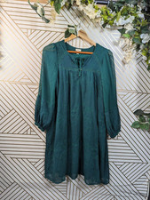 Anthropologie Tiny Women's Green Boho Embroidered Luisa Swing Peasant Dress SM