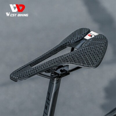 WEST BIKING 3D Printed Saddle Nylon Liquid Resins Hohl Fahrrad Sattel Schwarz