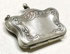 Vintage Antique Victorian Silver Plated Woman Ladies Purse Wallet Card Case