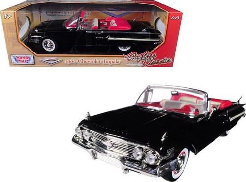 1960 Chevrolet Impala Convertible Black 1/18 Diecast Car Model by Motormax - 第 1/12 張圖片