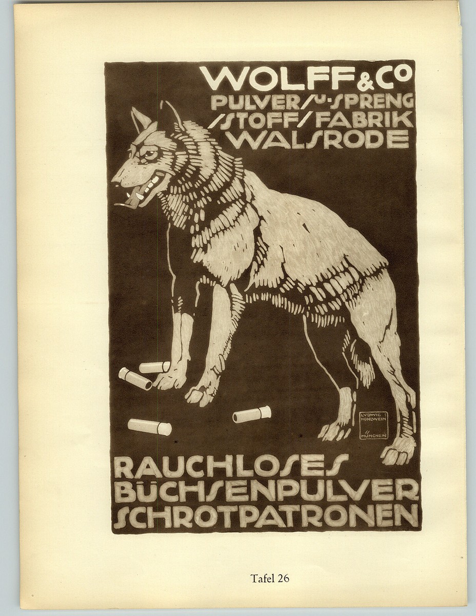 1926 Ludwig Hohlwein Munchen Wolff & Co Tailor Men's Fashion Wolf