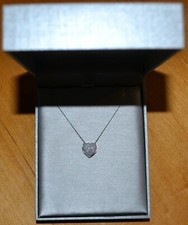 Zales 1/4 CT. T.W. Diamond Pav  Puff Heart Pendant in 10K White Gold Necklace