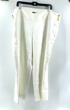 NWT Lauren Ralph Lauren Plus 100 Linen Lined Ivory Side Zip Pants Size 20W