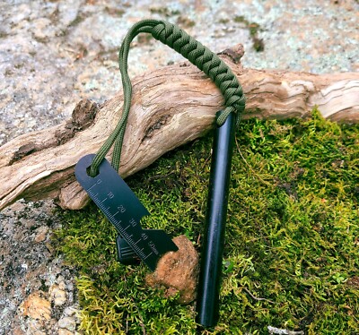 HUGE 5 x 1/2'' FERRO ROD Fire Starter Survival Striker Flint + Emergency Paracord