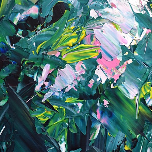 Abstract Leaf Painting – 12x16 Original Green Acrylic Art on Cardboard - Picture 2 of 4